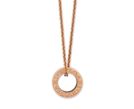 Bulgari. A B.zero1 pendant, the rose gold and black ceramic pendant marked BVLGARI BVLGARI, to trace link chain and trigger c