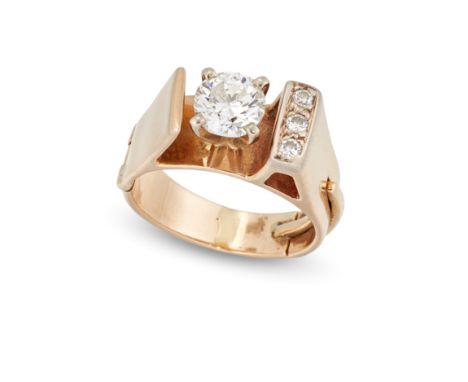 A diamond single stone ring, the brilliant cut diamond with an estimated weight of approximately 0.87 carats, claw set and wi