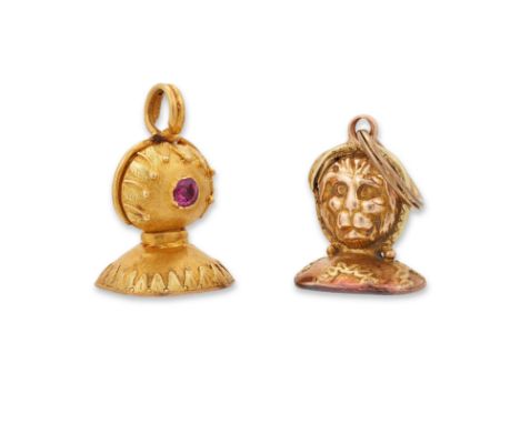 Two early 19th century seal fobs, the first with foiled quartz matrix intaglio engraved depicting Apollo with lyre, to lion h