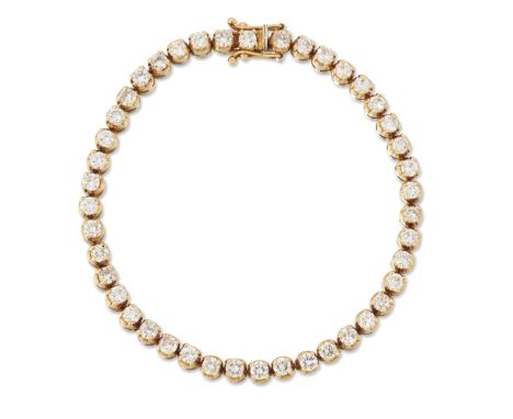 An 18ct gold diamond line bracelet, with a row of brilliant-cut diamonds with an estimated weight of approximately 5.00 carat