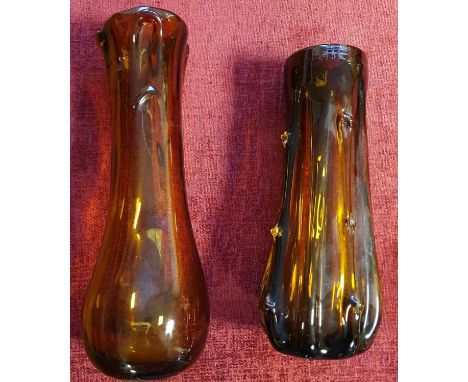 A Pair of Smoky Brown Art Glass Vases, likely Sklo Union