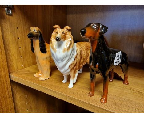 Trio of Beswick Dog Figures inc Rough Collie, Doberman and Afghan Hound