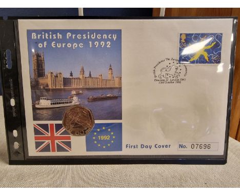 Commemorative 1992 50p Pence Piece Currency First Day Cover - British Presidency of Europe