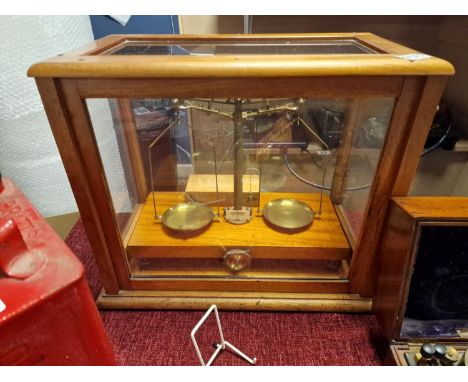 Vintage Cased Laboratory Balance Scales - very good condition
