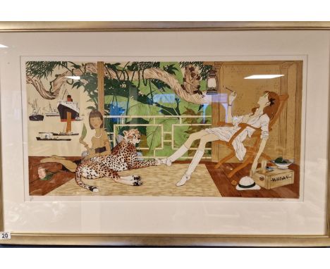 Signed Limited Edition Philippe Noyer (1917-1985) Lithograph Art - Ariel &amp; Devi - 116x74cm