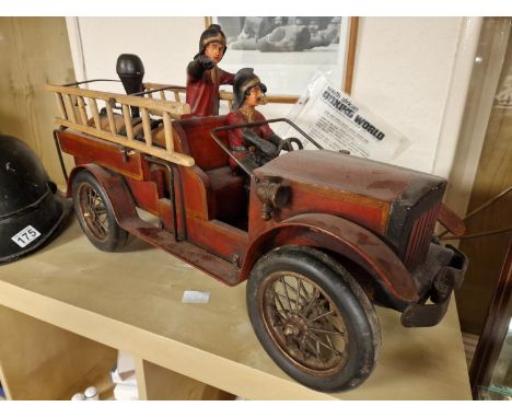 Large Wooden Heavy Handmade Fire Engine Model