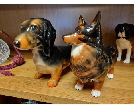 Pair of Beswick Dog Figures inc Black Prince Corgi &amp; Sausage Dog