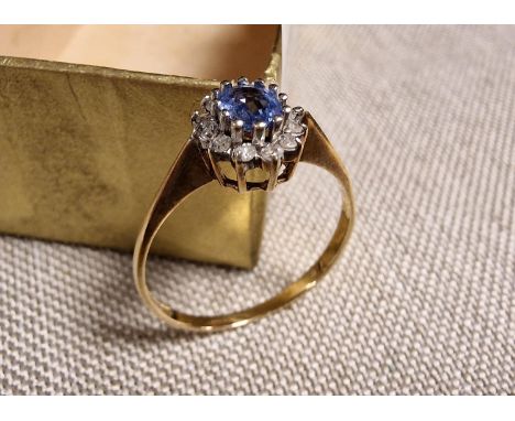 9ct Gold and Aquamarine Dress Ring, size P