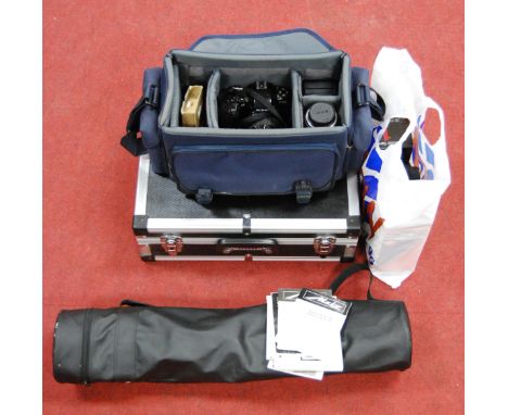 A large quantity of mixed photography and photographic equipment to include Nikon F601 35mm camera together with various lens