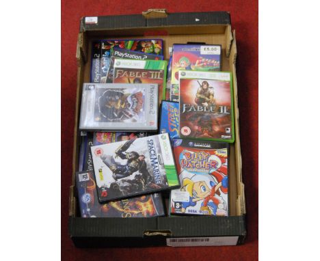 Two trays containing a quantity of mixed vintage collectable computer games to include Sega Mega Drive, Nintendo Game Cube, P