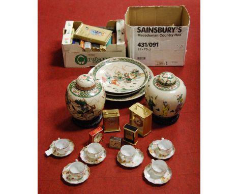 A large collection of miscellaneous items to include Japanese crackle glaze ginger jars and covers, part tea service, various
