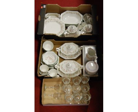 A Johnson Brothers tea and dinner service, in the Eternal Beau pattern