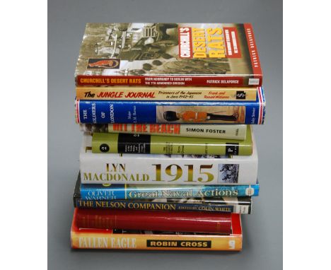 A box of assorted military books, to include Robin Cross Fallen Eagle - The Last Days of the Third Reich, J.S. Farmer The Reg