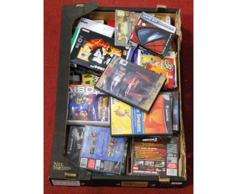 One box containing a large quantity of mixed boxed and plastic cased vintage video games to include Game Cube, Nintendo 64, G