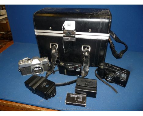 A Mamiya/Sekor 500TL Olympus AF-10 camera body, housed in large black camera case.