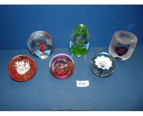 Six paperweights including Svaya, Caithness, etc.