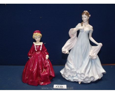 Two Royal Worcester figures, 'Grandmothers Dress' no. 799938 and 'With All My Heart'.