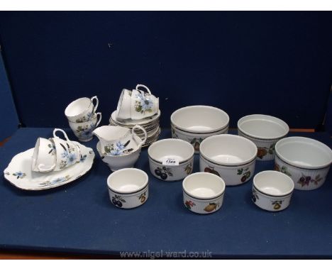 A part Duchess six setting Teaset with blue floral decoration, and a quantity of Royal Worcester, and Alfred Meakins souffle 