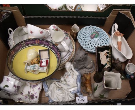 A quantity of miscellaneous china including Meakin plates, Sooty egg cup, Hammersley square plate and dish, miscellaneous jug