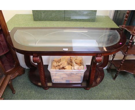 Glass topped console table with under tier 