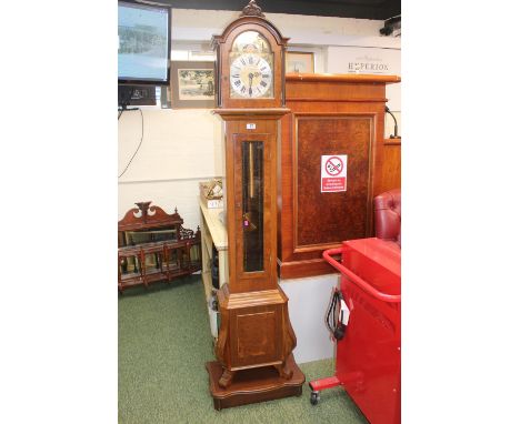 Warmink Walnut cased longcase clock with brass and silvered dial 184cm plus the base 