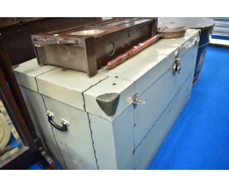 A vintage aluminium travel trunk of large proportions, width approx. 118cm