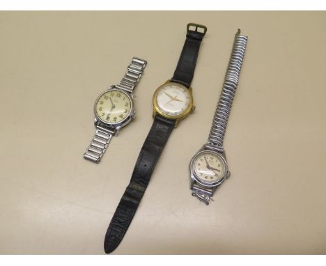 Three gents wristwatches Guda super automatic- running, Smiths Empire manual - not running and a Tevo mid-size- not running 