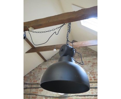 A pair of HK Living new design vintage matt black finish industrial style pendant ceiling lamps, 57cm tall x 50cm diameter, n