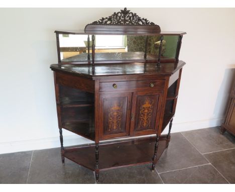 A 19th century rosewood side cabinet with two inlaid doors, 122cm wide x 150cm tall x 38cm deep 