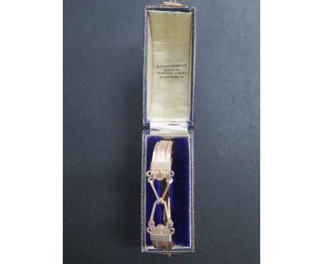 A gold plated bangle with box, bangle 6.5cm x 5.5cm external, good condition 