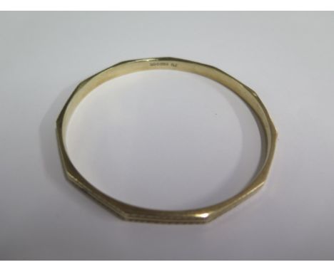 A 9ct yellow gold hallmarked bangle, 7.5cm external, approx 13 grams 