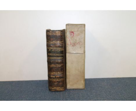 AUGUSTINE OF HIPPO.  Meditationes, Soliloquia, Manuale. 228 leaves. 3 parts. plus indices, each part with a wood eng. initial