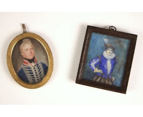 English school (19th century),An oval bust length portrait miniature depicting a military officer in uniform,Watercolour on i