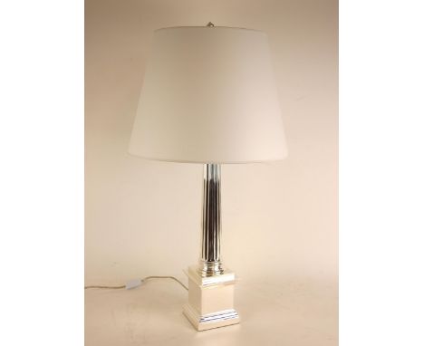 A Ralph Lauren 'blue label' at home Regency column chrome table lamp, of typical fluted form upon an integral plinth base, co