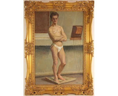 Manner of Duncan Grant (Camden Town Group, Bloomsbury Group, 1885-1978),Full length portrait of a standing man,Oil on canvas,