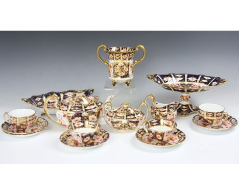 A Royal Crown Derby pattern '2451' tea service, circa 1910, each piece typically decorated in the imari pallette, comprising 