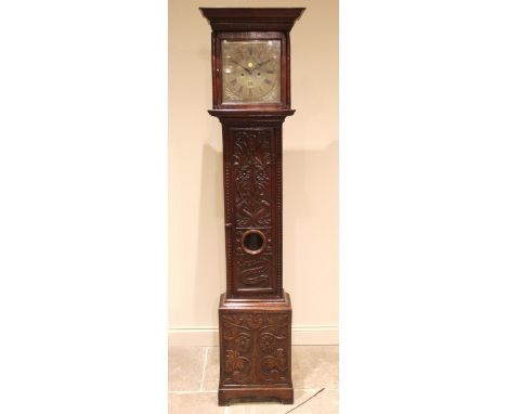 A mid 18th century oak cased eight day longcase clock, signed ‘E.Bullock, Ellesmere’ (Shropshire), the moulded cornice and ta