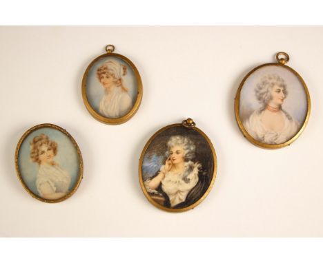 English school (late 18th century),A half length portrait miniature depicting a lady facing dexter in white dress with black 