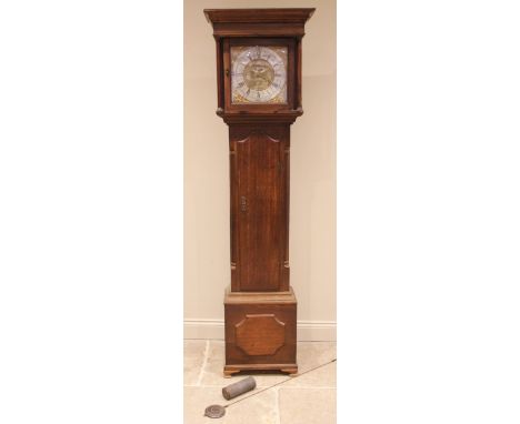 A thirty hour oak cased longcase clock, signed Thomas Lister, mid to late 18th century, the moulded cornice over a pair of fr