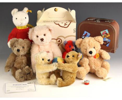 A selection of five Steiff teddy bears, 20th century and later, to include: a limited edition 'England's Rose' teddy bear, nu