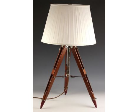 A Ralph Lauren New York blue label Holden table lamp, the central chromed boss impressed with the makers name, upon three har