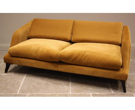 A Tetrad Heritage Revival sofa, design taken from the 1973 catalogue, down filled in ochre corded fabric, the straight back e