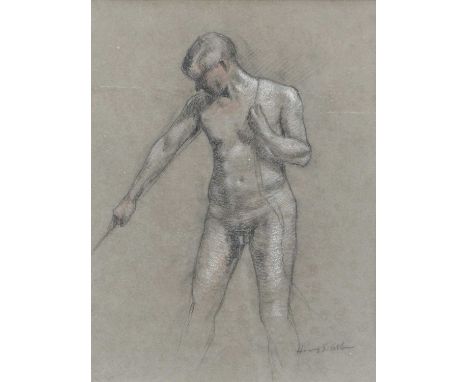 Harry Epworth Allen (1894-1958)Life study of a male three-quarter length standing looking to DexterSigned, chalk, together wi