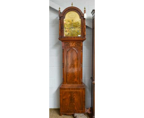 A Mahogany Eight Day Longcase Clock, early 19th century, 13'' arch brass dial, signed Donald, Newcastle, four pillar movement
