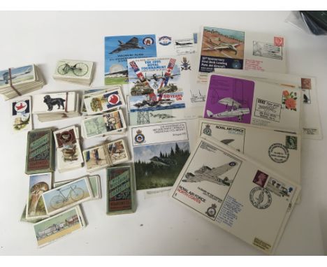 A collection of cigarette cards and Royal Airforce first day covers including some signed by RAF crew - NO RESERVE