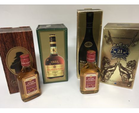 A bottle of Royal Salute 21 year blended Scotch Whisky and other bottles of French Brandy and Cognac. (6)