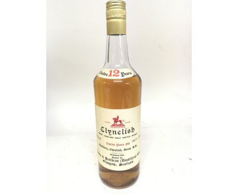 A Vintage bottle of rare Clynelish twelve year old Whisky finest Higland Malt Scotch Whisky. 26 2/3 FL OZS. Well sealed very 