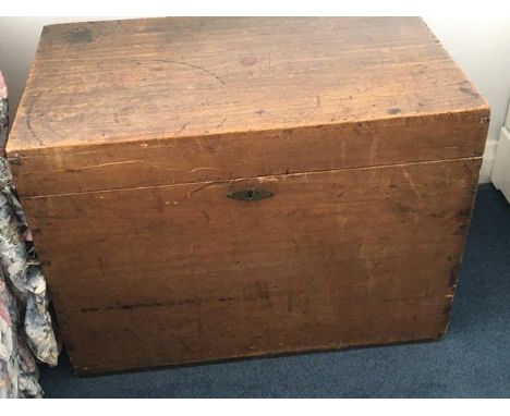 A late 19th century trunk of rectangular shape with a hinged top. 83x52cm - NO RESERVE