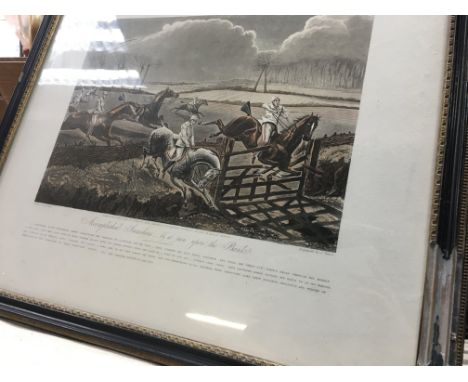 Four framed prints, the first Steeple chase on record - NO RESERVE