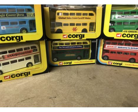 A Collection Of six boxed corgi busses - NO RESERVE